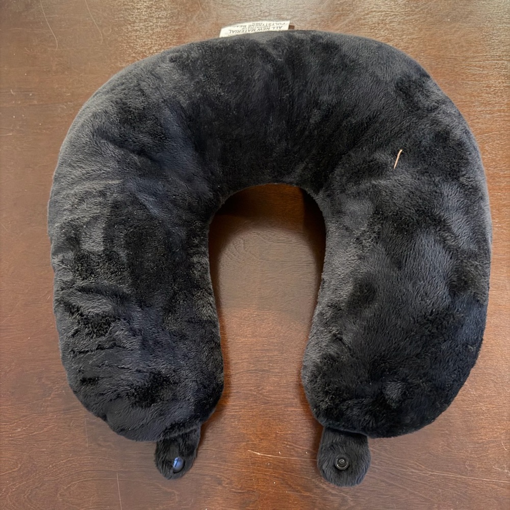 Luxurious Black Plush Neck Pillow
